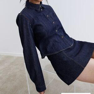 Dark Denim shirt and Skirt Set